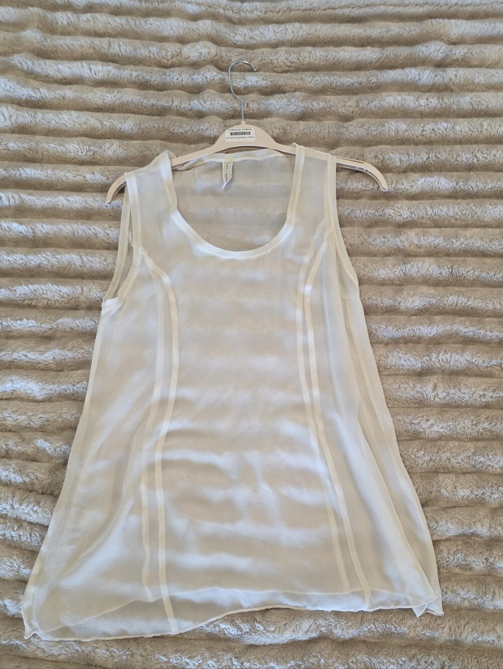 Light Cream Sheer Sleeveless Women's Top Tunic Or Mini Dress